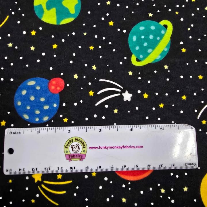 Planets And Stars Black - David Textiles Flannel (DX-2556-4F-2)