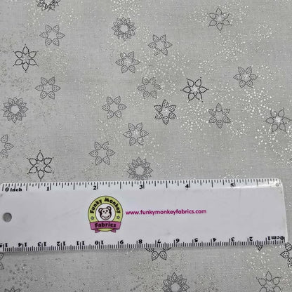 Silver Metallic Snowflakes on Gray - Blank Cotton (4590-905)