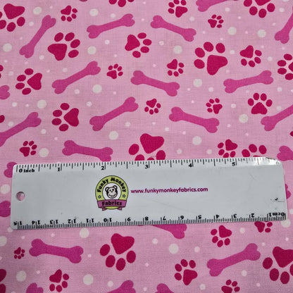 Pink Paws and Bones - David Textiles (DX-4363-4C-10)
