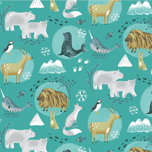 Teal Polar Pals - Windham Flannel