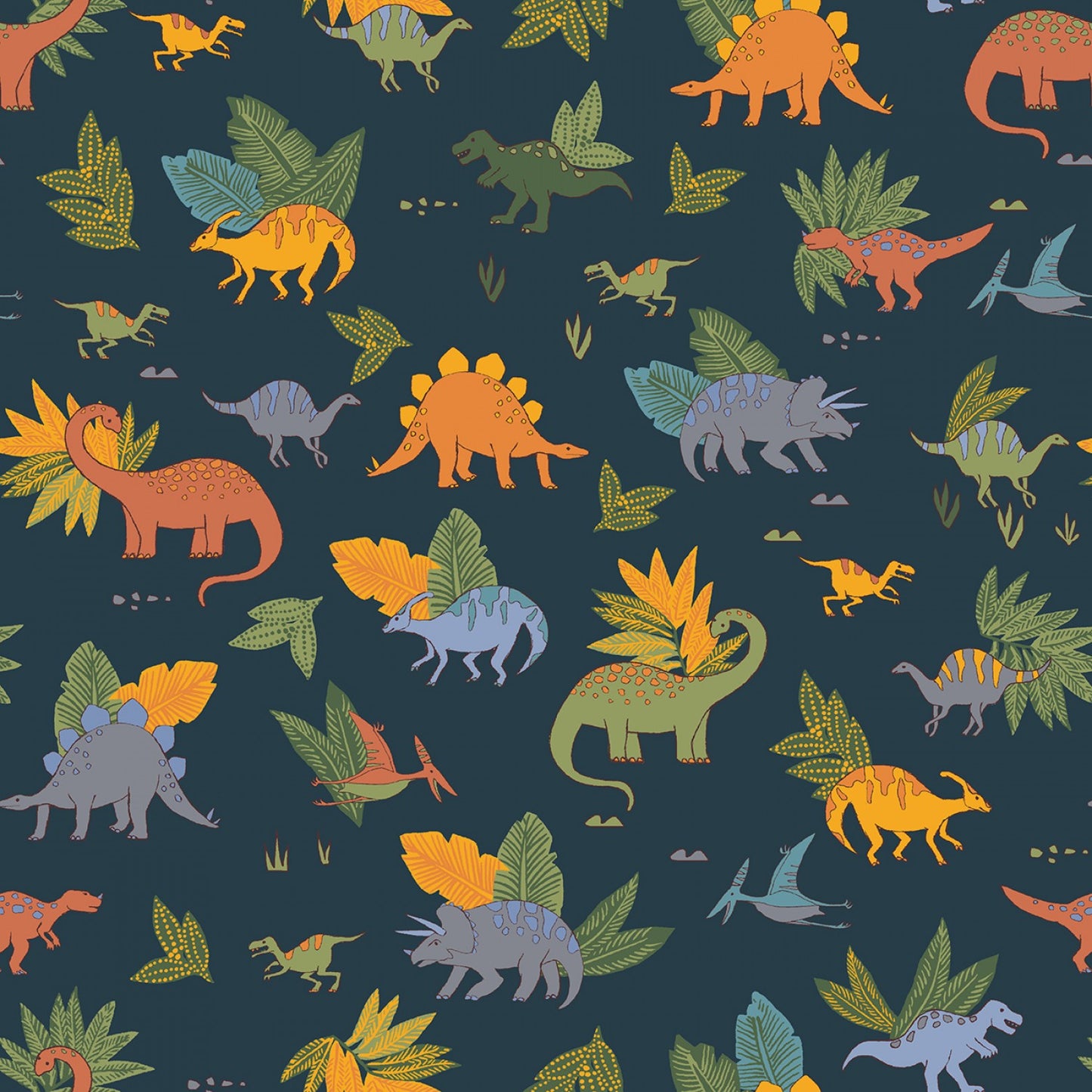 Navy Dino Doodles - Windham Flannel