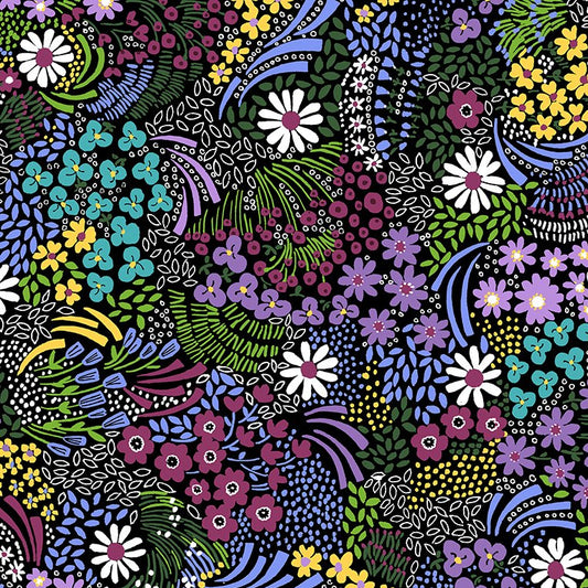 Black Flowerbed - Windham Flannel