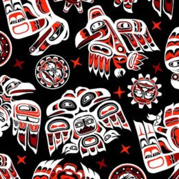 Native Spirit The Raven Black/Red - Elizabeth's Studio Cotton