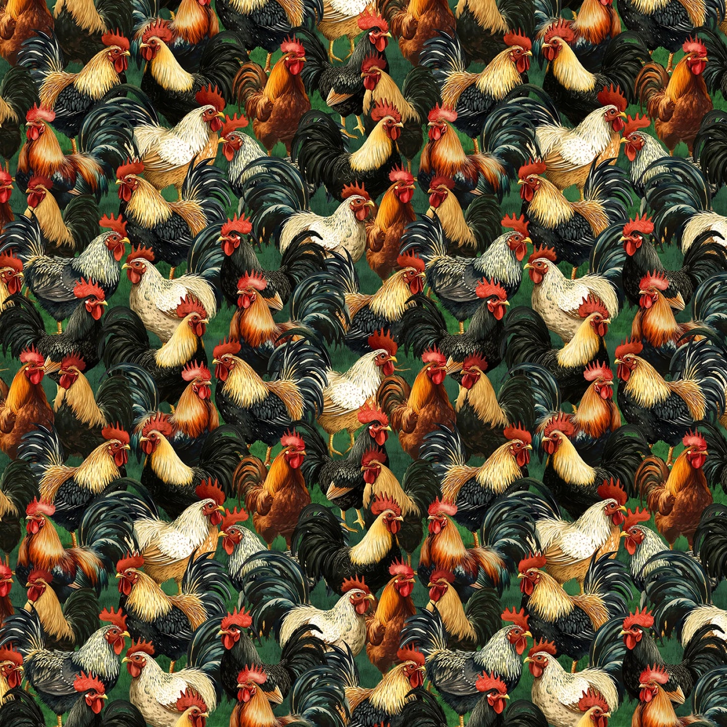Multi Debonair Roosters - Windham Fabrics Cotton