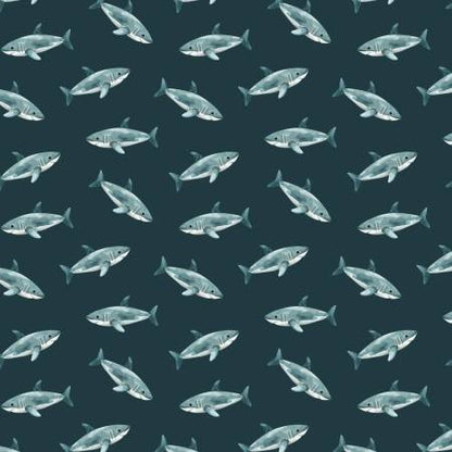 CLEARANCE Teal Sharks - Camelot Cotton