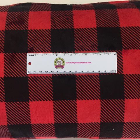 Scarlet/Black Buffalo Check - Shannon Fabrics Minky