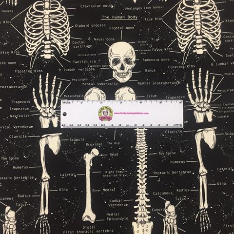 Glow In The Dark Skeleton - Timeless Treasures Cotton (CG9810-BLACK) 