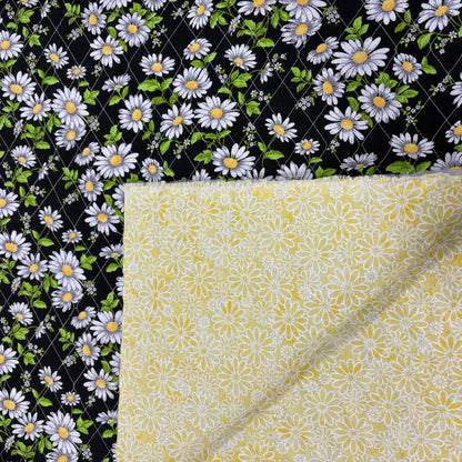 Double-Face Pre-Quilted Reversible Daisies - Fabric Traditions Cotton
