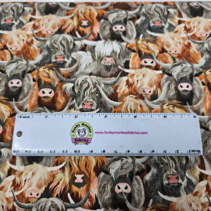 Gingerbread Packed Cows - Highlander - Studio E Cotton