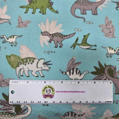 Turquoise Dino Doodles - Windham Flannel