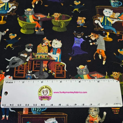 Black Coffee Cat - Purrsuit Of Coffeeness - Michael Miller Cotton