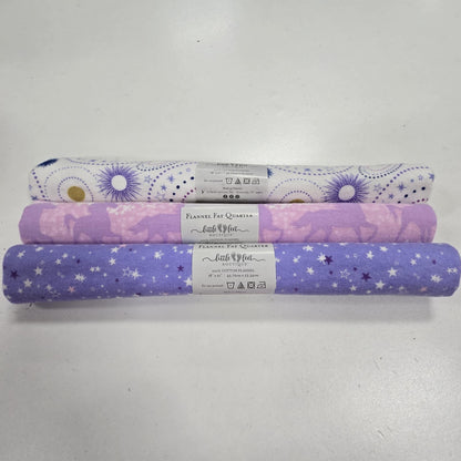 3 Fat Quarters - Purple Celestial - 3 Wishes Flannel