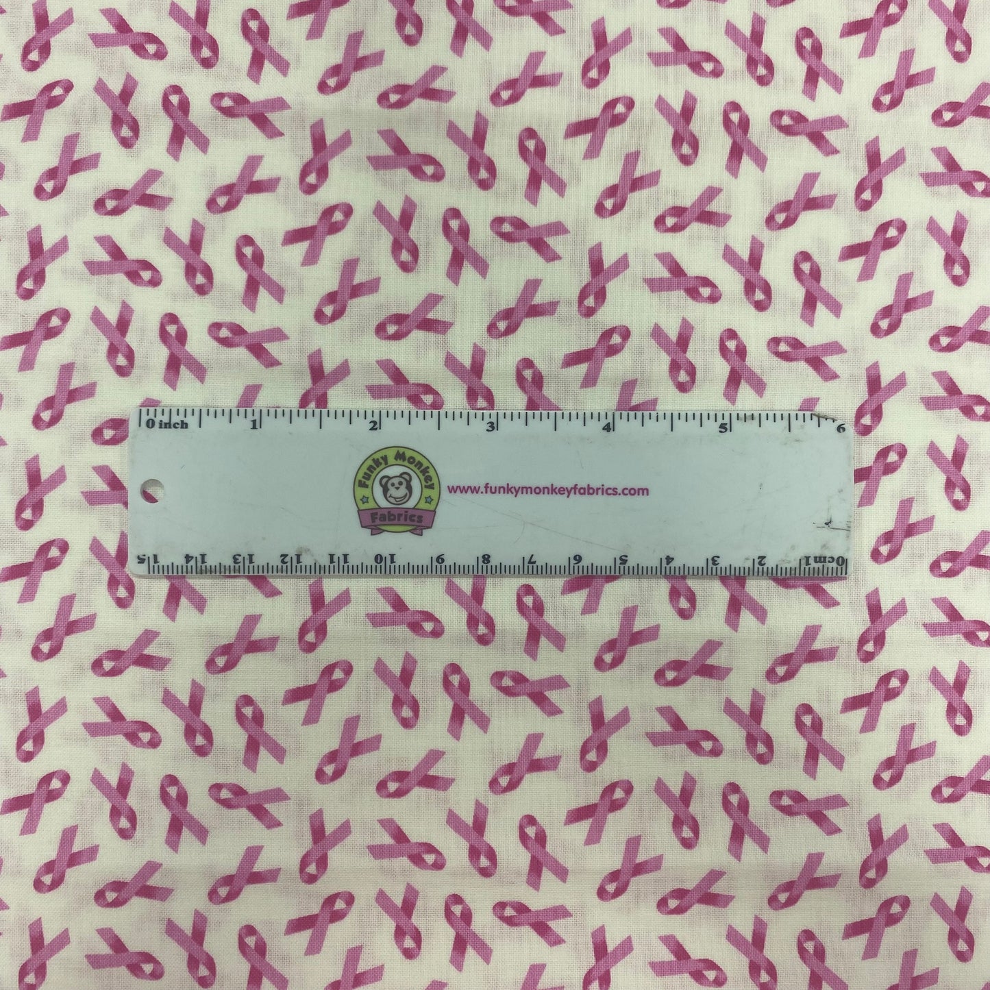 CLEARANCE White/Pink Cancer Awareness Ribbons - Elizabeth's Studio Cotton