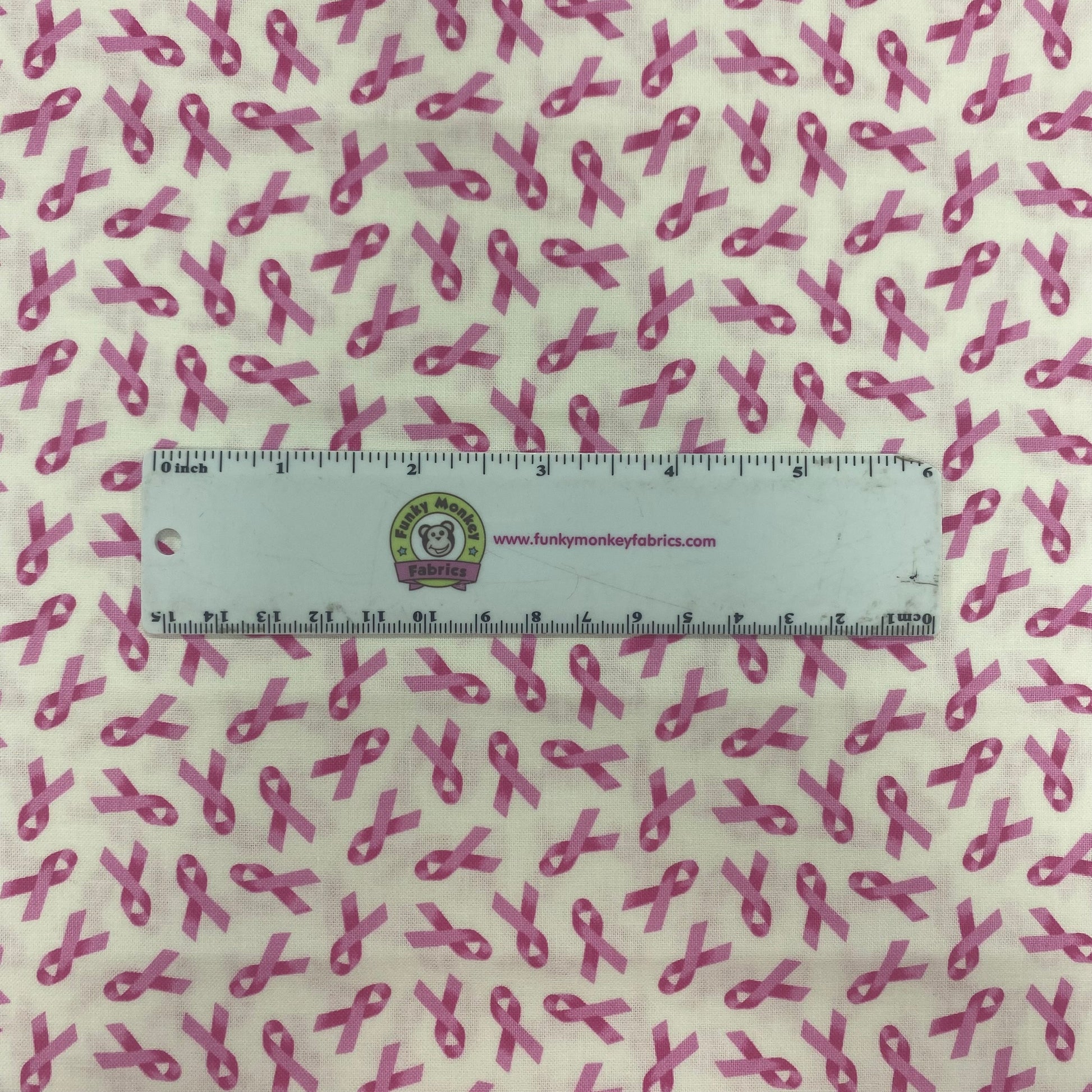 CLEARANCE White/Pink Cancer Awareness Ribbons - Elizabeth's Studio Cotton