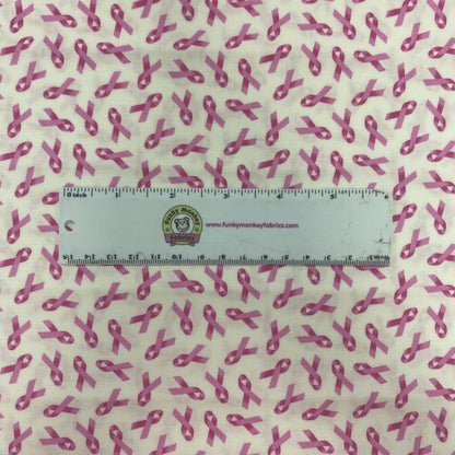 CLEARANCE White/Pink Cancer Awareness Ribbons - Elizabeth's Studio Cotton