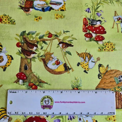 Buzzin' With My Gnome-iezz Green - Wilmington Prints Cotton