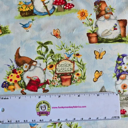 Blue Gnome & Garden - Wilmington Prints Cotton