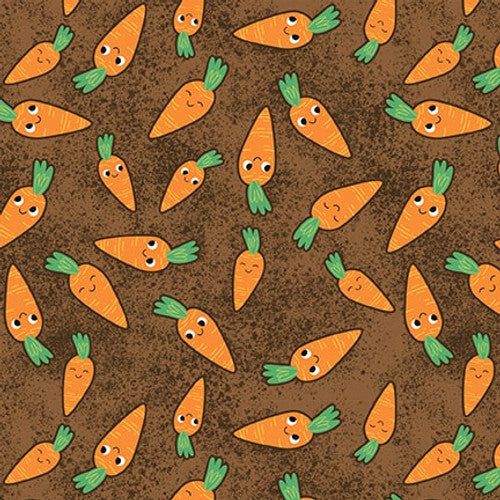 CLEARANCE Let it Grow Carrots Brown/Orange - Studio E Cotton