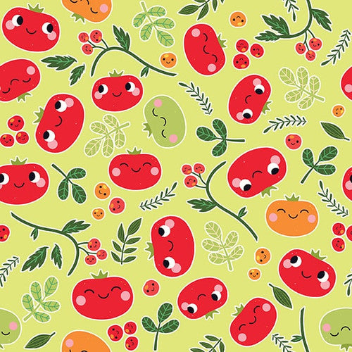 CLEARANCE Let it Grow Tomatoes Green/Red - Studio E Cotton
