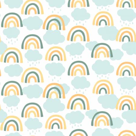 CLEARANCE Blue/Yellow Rainbows - Studio E Cotton