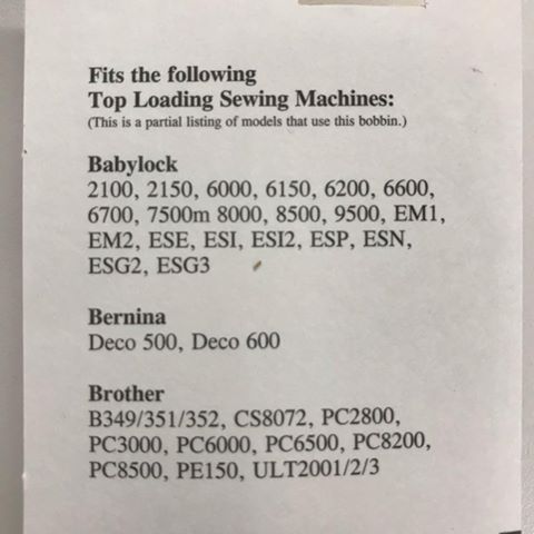 Plastic Bobbins for Babylock/Berina/Brother - 5 count (1811)