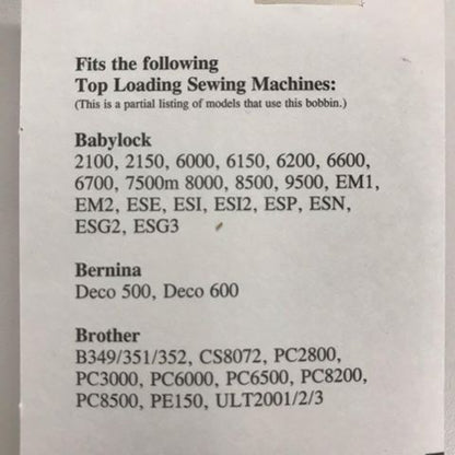 Plastic Bobbins for Babylock/Berina/Brother - 5 count (1811)