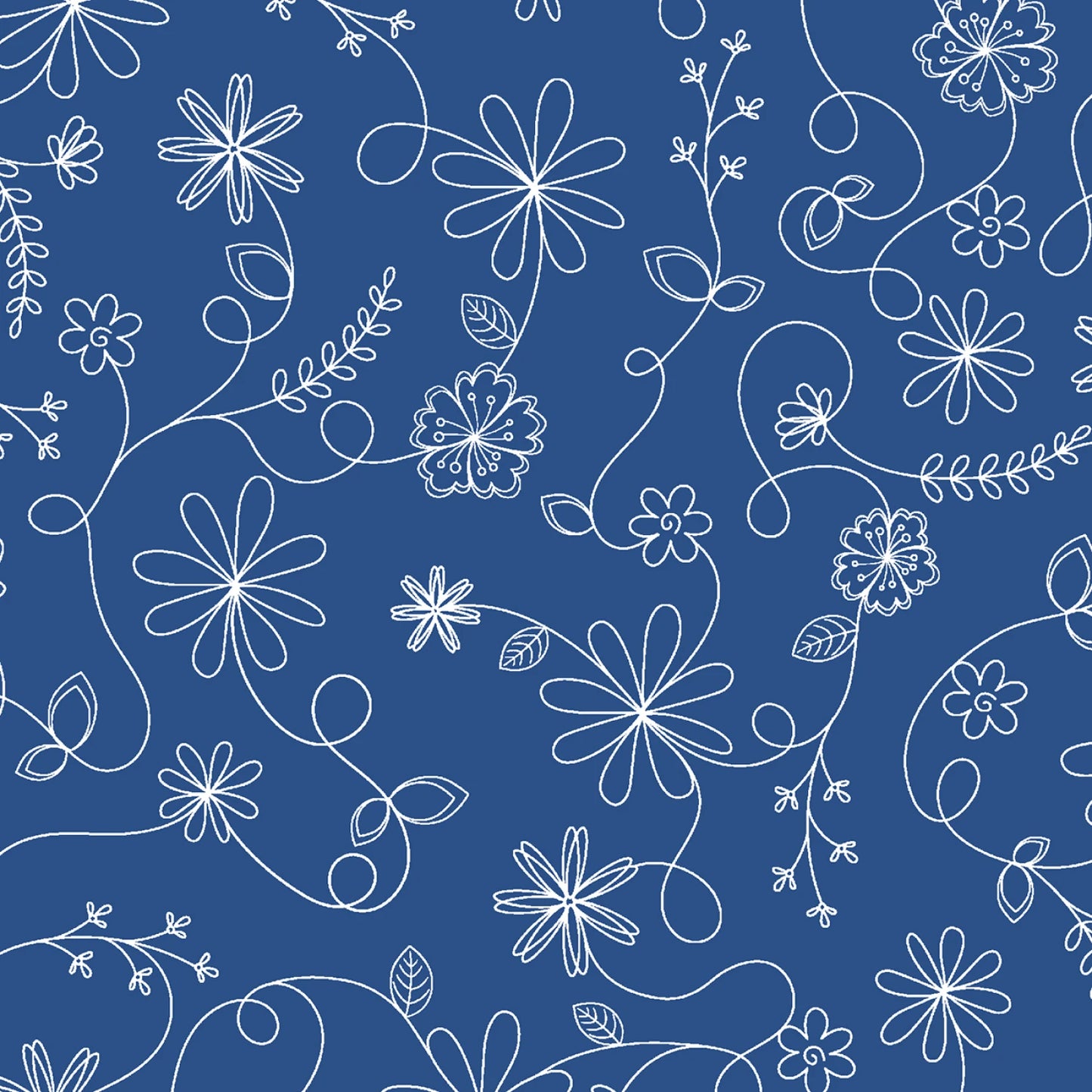 Blue Swirl Floral - Maywood Studios Cotton