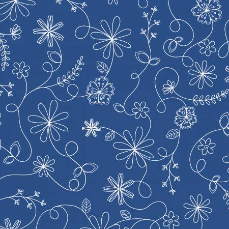 Blue Swirl Floral - Maywood Studios Cotton (8261M-B)