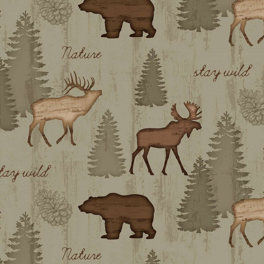 Wildlife Trail Scenic Green - Wilmington Prints Cotton