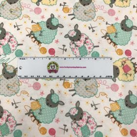 White Knitting Sheep - AE Nathan Flannel