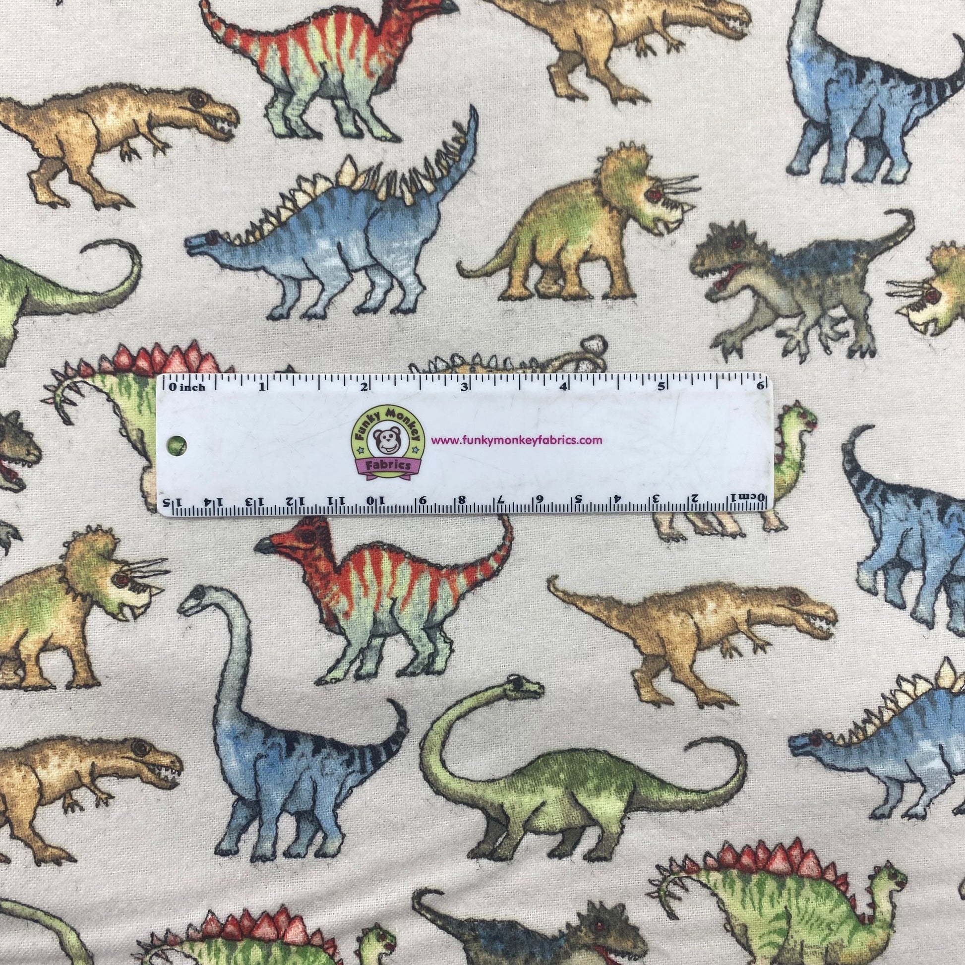 Grey Dinosaurs Double Brushed - AE Nathan Flannel