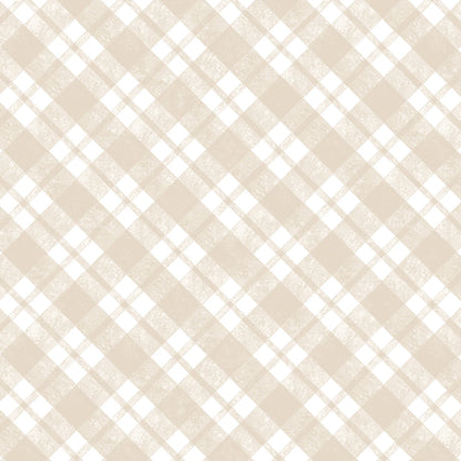 Oatmeal/White Diagonal Plaid - Studio E Cotton