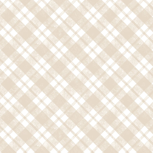 Oatmeal/White Diagonal Plaid - Studio E Cotton