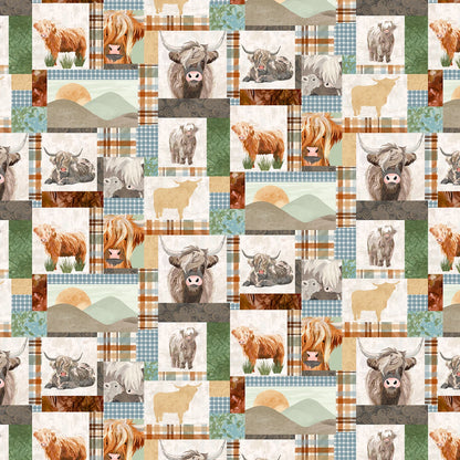 Multi Patchwork Cows - Highlander - Studio E Cotton