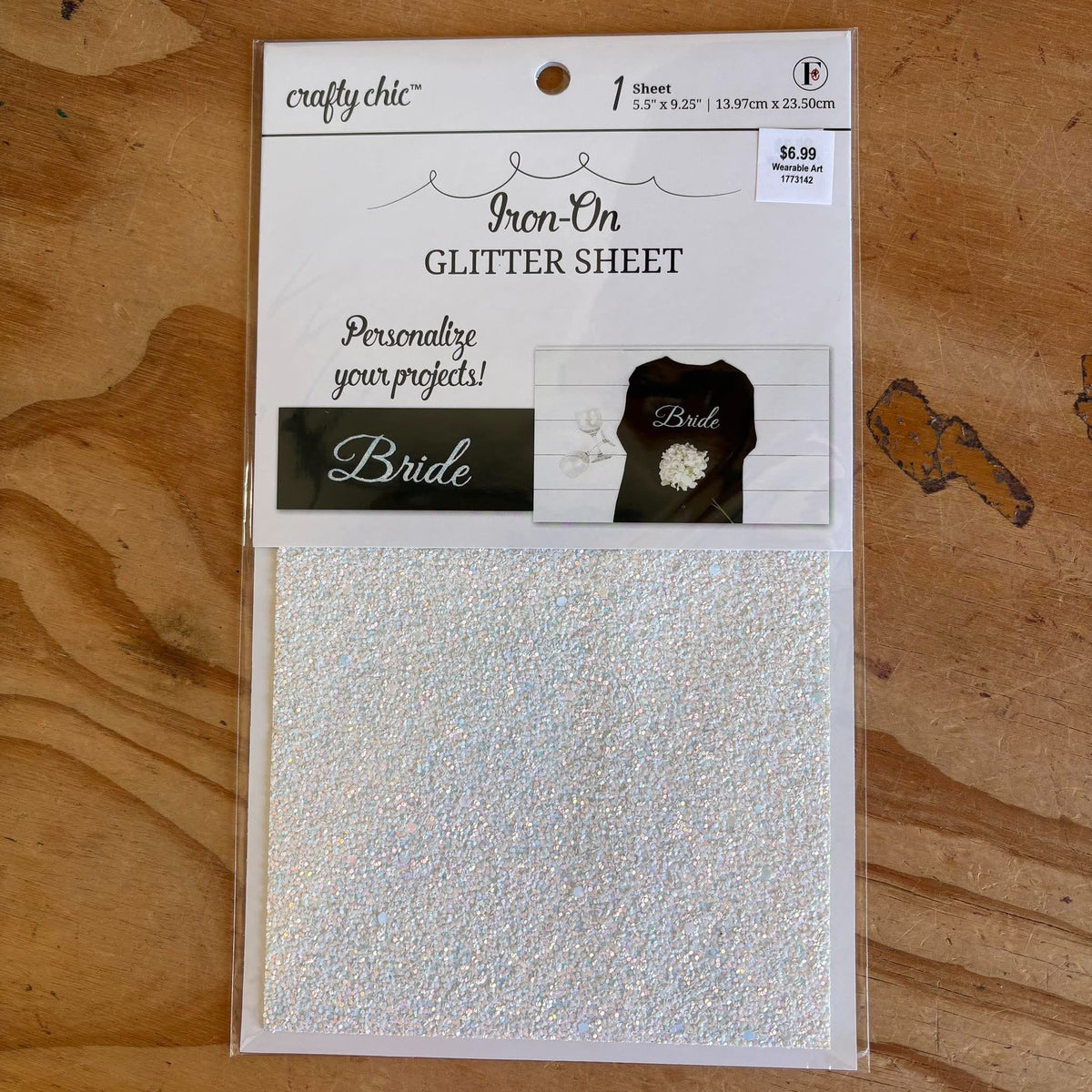 White - Iron-On Glitter Fabric Sheet