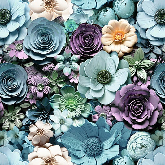 Turquoise Floral - Another Dimension - Studio E Cotton