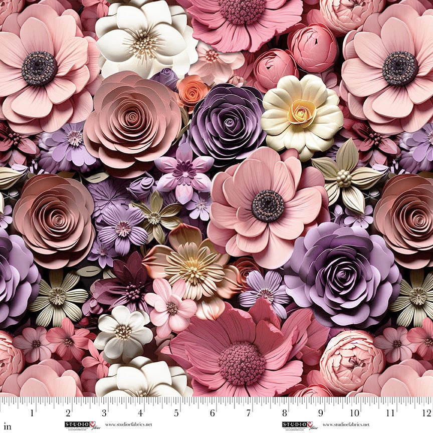 Peach Floral - Another Dimension - Studio E Cotton