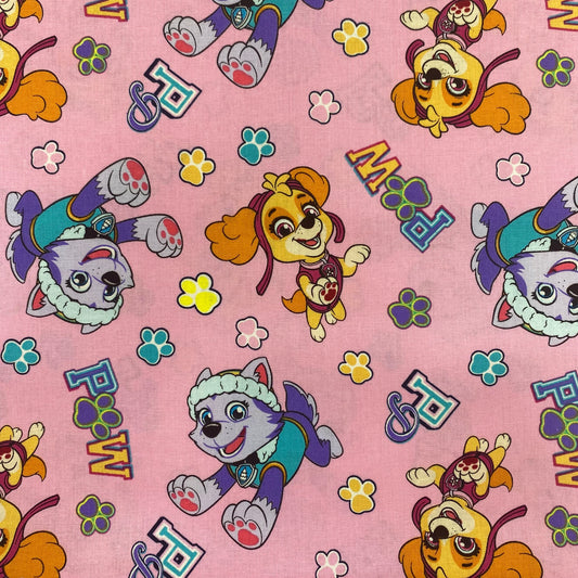 Pink Paw Patrol Skye & Everest - David Textiles (PW-4353-0C)