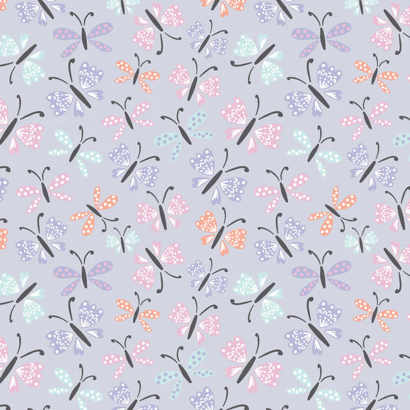 CLEARANCE Butterflies on Light Purple - Camelot Flannel