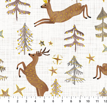 CLEARANCE White Stags Metallic Winter Dreams - FIGO Cotton