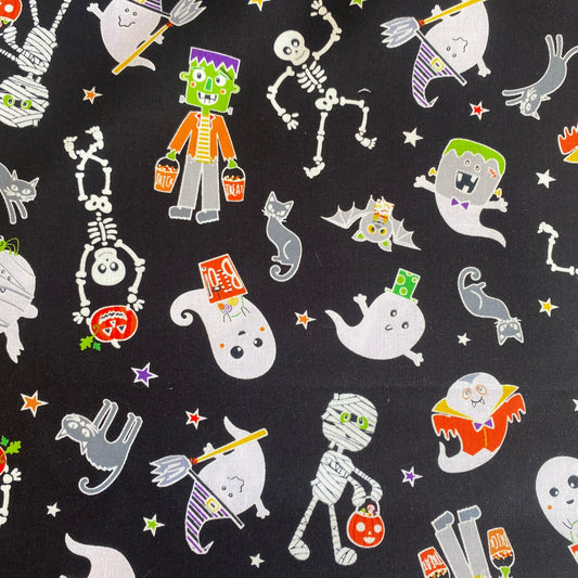 CLEARANCE Glow-O-Ween Friends Glow in the Dark - Benartex Cotton