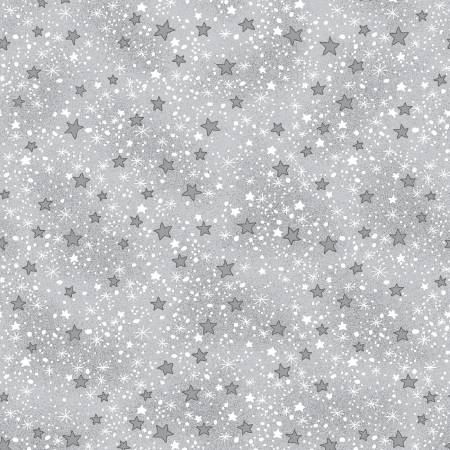 Grey & White Mini Sparkle Stars - AE Nathan Flannel (9831AE-99)