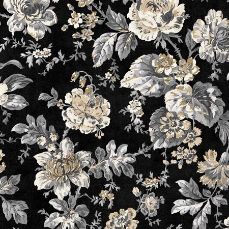 Lockwood Manor Floral on Black - Wilmington Prints Cotton