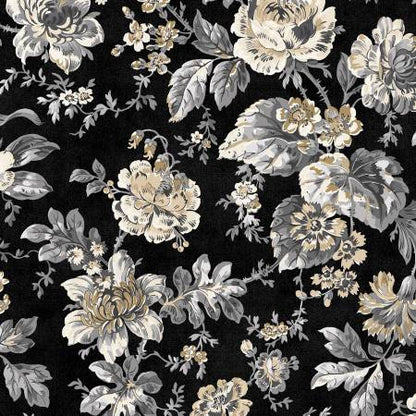 Lockwood Manor Floral on Black - Wilmington Prints Cotton