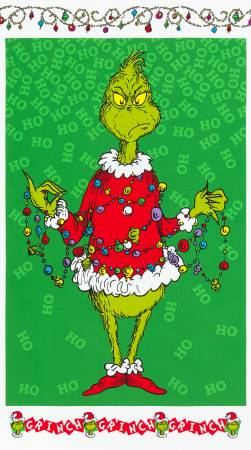Grinch Green Background Panel - Robert Kaufman Cotton ( ADE20994223)