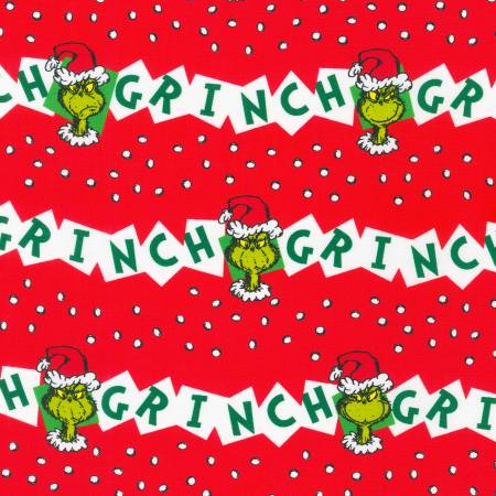 Red Grinch Stripe - Robert Kaufman Cotton