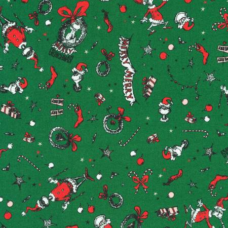 CLEARANCE Evergreen Grinch - Robert Kaufman Cotton