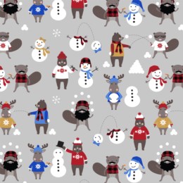 CLEARANCE Snowball Fight Titanium Purely Canadian Eh - Robert Kaufman Flannel
