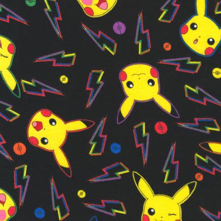 Pokémon on Black - Robert Kaufman Flannel