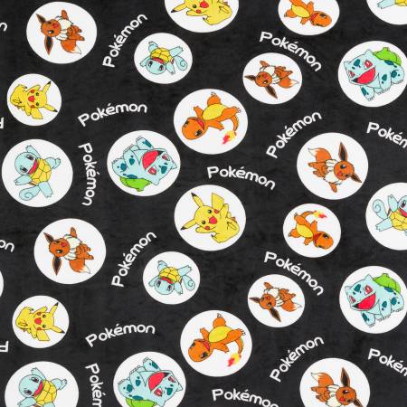 Black Pokemon - Robert Kaufman Micro Velvet Fleece – Funky Monkey Fabrics